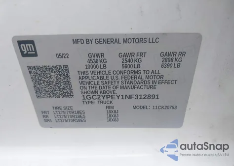 2022 Chevrolet Silverado 2500Hd 4Wd Double Cab Standard Bed Ltz from USA, damaged, VIN 1GC2YPEY1NF312891